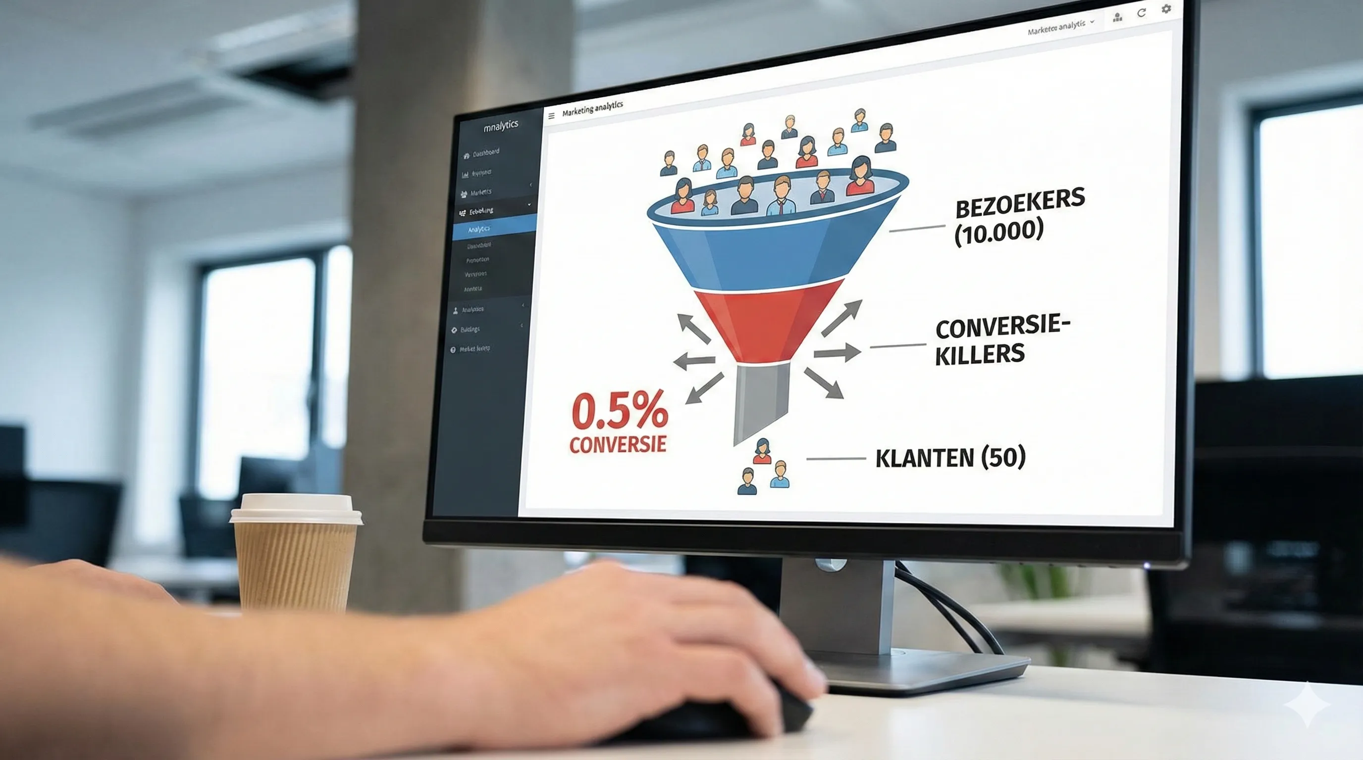 Grafieken die omhoog gaan op een laptop scherm, symbool voor conversie